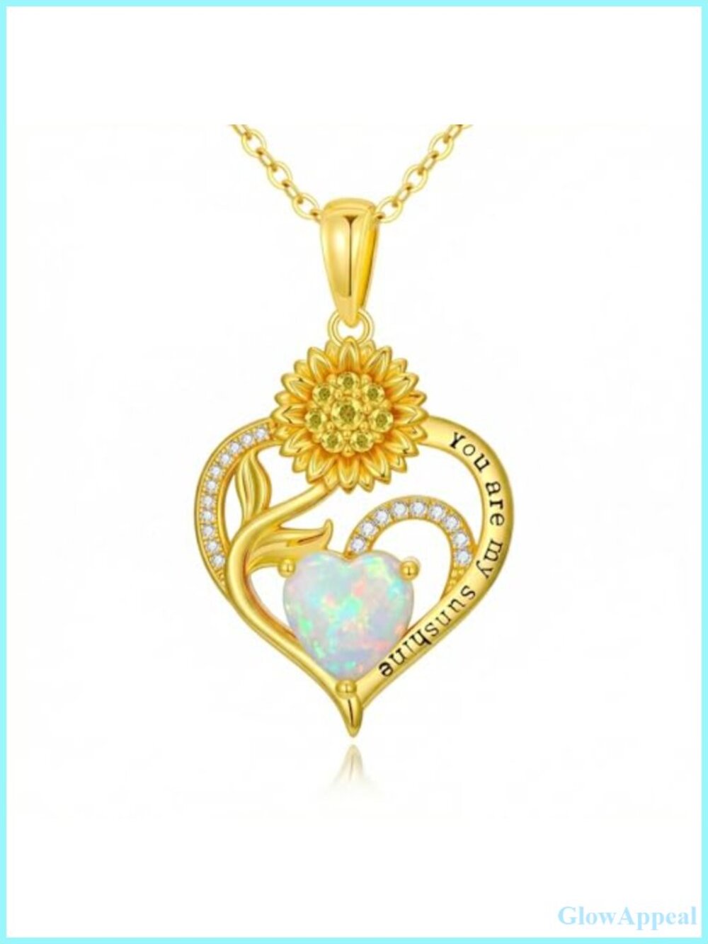 14K Gold Plated Sunflower Birthstone Necklace You Are My Sunshine